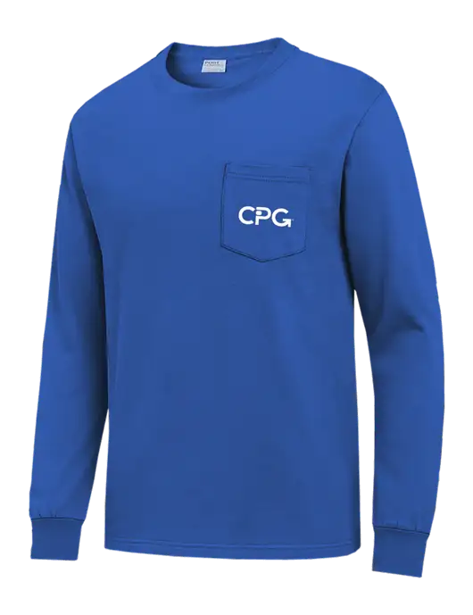 Royal Blue Long Sleeve Heavyweight 6.1 oz Pocket T-Shirt w/CPG Logo
