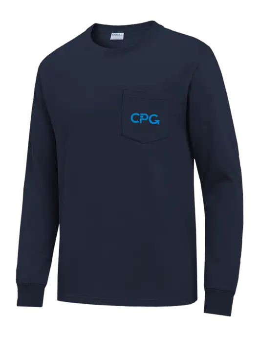Navy Long Sleeve Heavyweight 6.1 oz Pocket T-Shirt w/CPG Logo