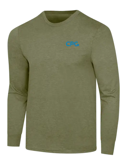 Simply Soft Long Sleeve Military Green Frost 4.5 oz, Poly/Combed Ring Spun Cotton T-Shirt w/CPG Logo