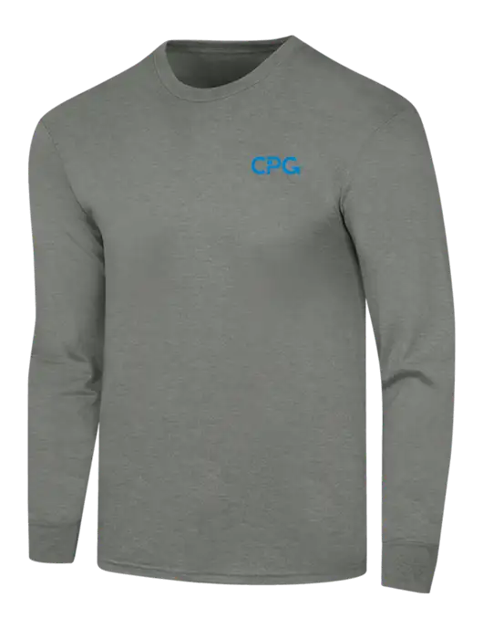 Simply Soft Long Sleeve Heathered Charcoal 4.5 oz, Poly/Combed Ring Spun Cotton T-Shirt w/CPG Logo