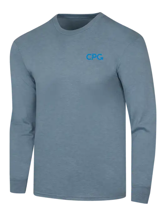Simply Soft Long Sleeve Slate Blue Heather 4.5 oz, Poly/Combed Ring Spun Cotton T-Shirt w/CPG Logo