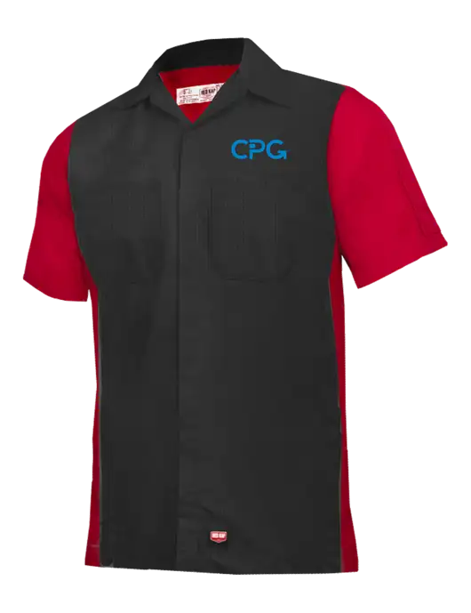 Red Kap Black/Red Short Sleeve Ripstop Crew Shirt w/CPG Logo