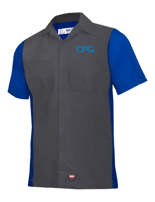 Red Kap Charcoal/Royal Short Sleeve Ripstop Crew Shirt w/CPG Logo