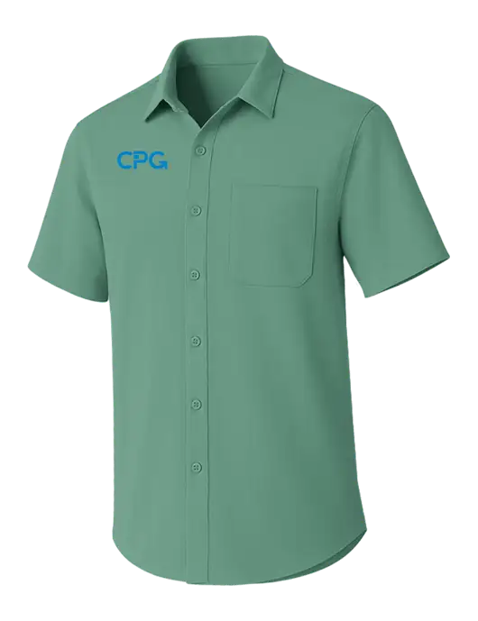 Sage Green Short Sleeve UV Dockside Shirt w/CPG Logo