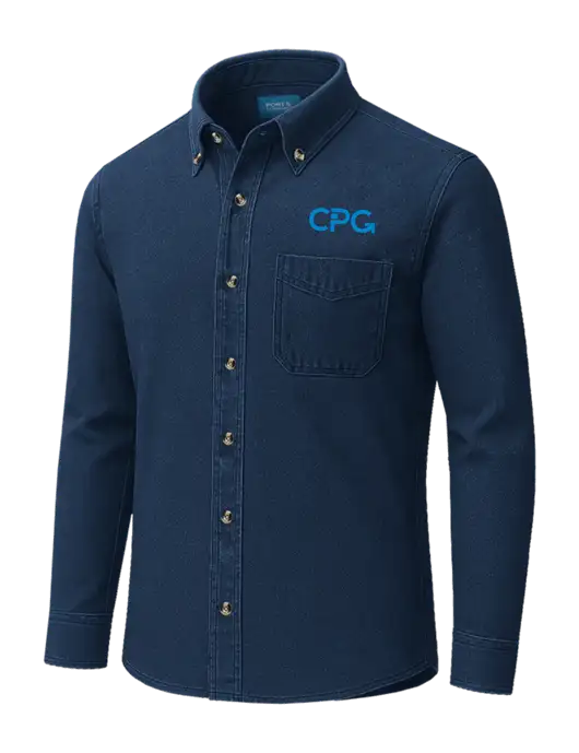 Long Sleeve Navy Denim Shirt
 w/CPG Logo