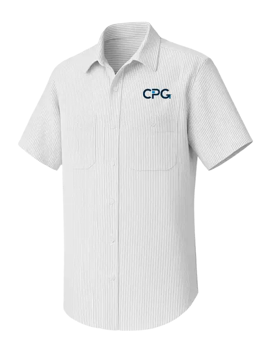 Red Kap Short Sleeve Striped Grey/White Industrial Work Shirt w/CPG Logo