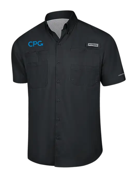 Columbia Black PFG Tamiami II Short Sleeve Shirt w/CPG Logo