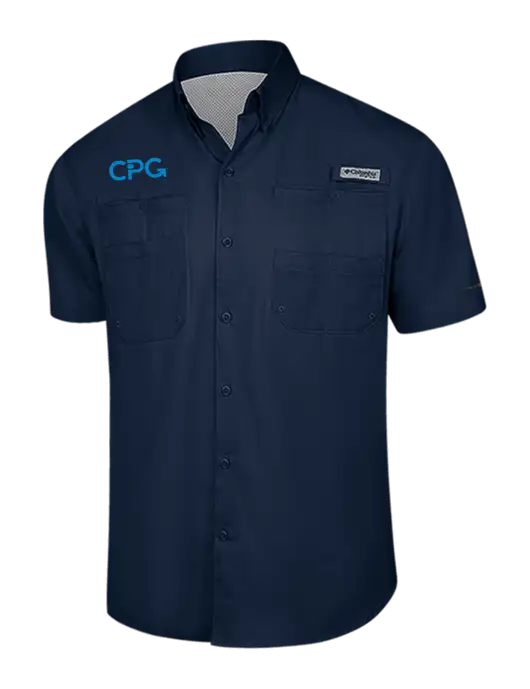 Columbia Navy PFG Tamiami II Short Sleeve Shirt w/CPG Logo