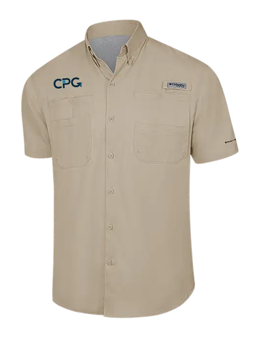 Columbia Tan PFG Tamiami II Short Sleeve Shirt w/CPG Logo