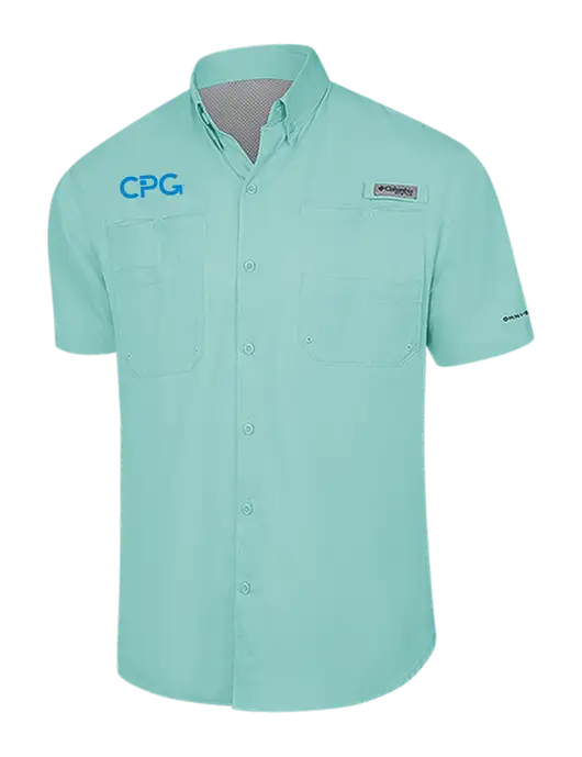 Columbia Very Light Green PFG Tamiami II Short Sleeve Shirt w/CPG Logo