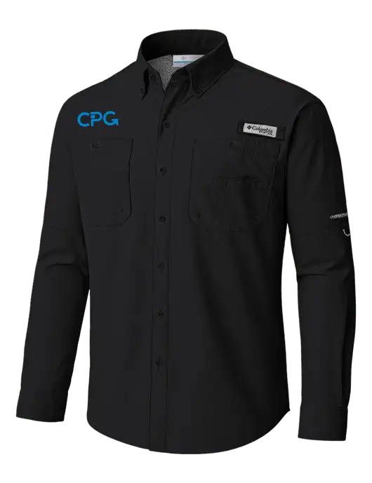 Columbia Black PFG Tamiami II Long SleeveShirt w/CPG Logo