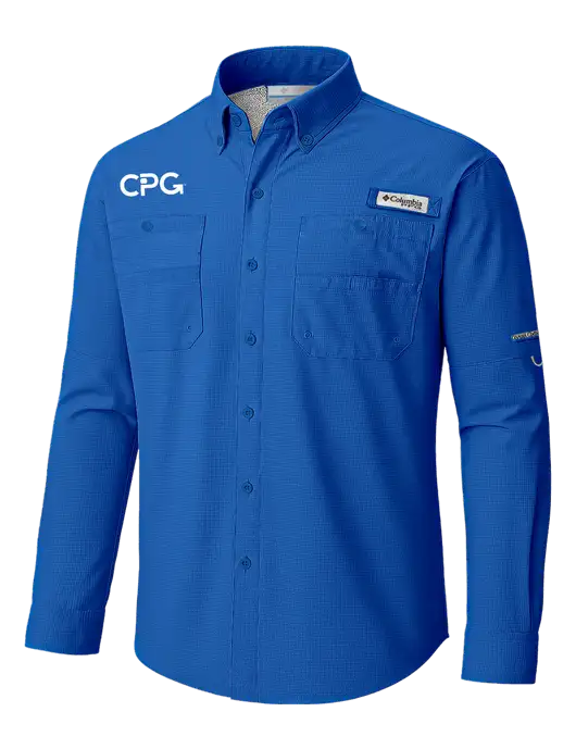 Columbia Vivid Blue PFG Tamiami II Long SleeveShirt w/CPG Logo