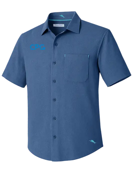 Tommy Bahama Light Navy Sandy Point Short Sleeve Shirt w/CPG Logo