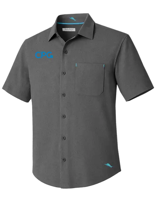 Tommy Bahama Charcoal Sandy Point Short Sleeve Shirt w/CPG Logo