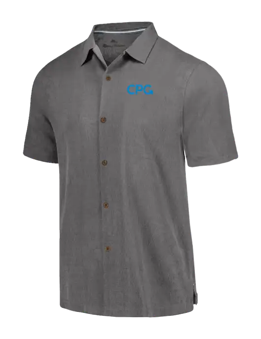 Tommy Bahama Dark Grey Tropic Isles Short Sleeve Shirt w/CPG Logo