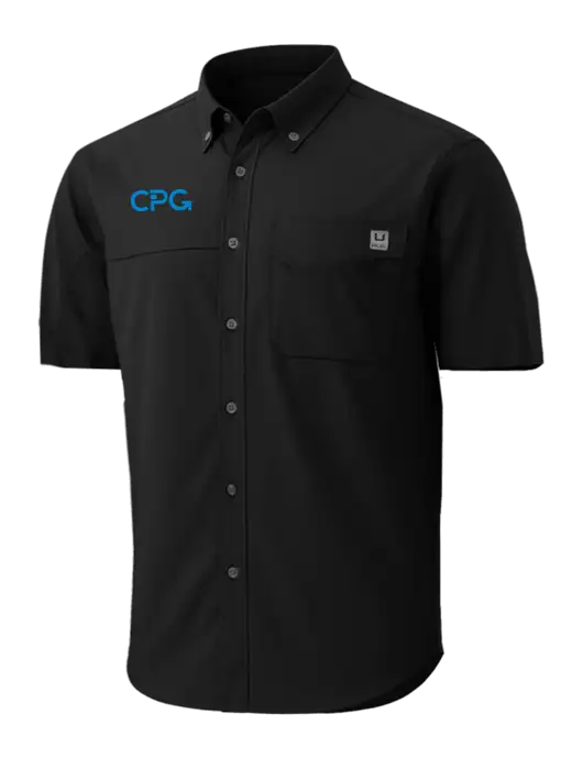 HUK Black Tide Point Short Sleeve Shirt w/CPG Logo
