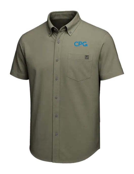 HUK Light Olive Kona Solid Shirt w/CPG Logo