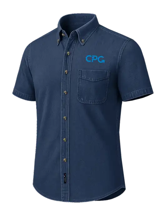 Short Sleeve Navy Denim Shirt w/CPG Logo