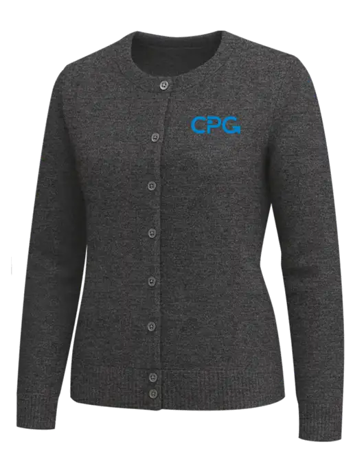 Brooks Brothers Womens Dark Grey Heather Washable Merino Cardigan Sweater w/CPG Logo