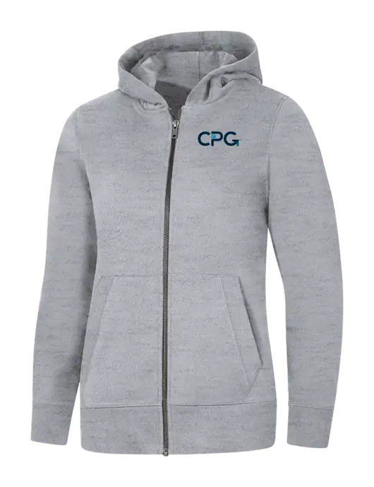 Womens Light Grey Heather Re-Fleece Full-Zip Hoodie w/CPG Logo