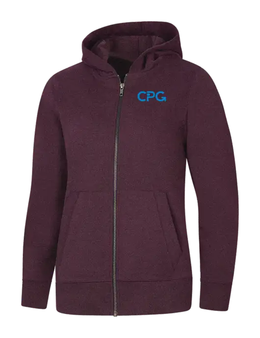 Womens Maroon Heather Re-Fleece Full-Zip Hoodie w/CPG Logo