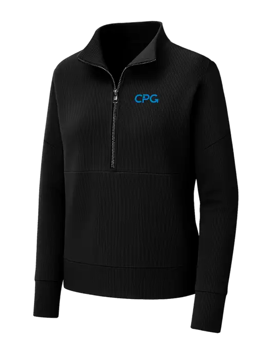 Mercer+Mettle Womens Black Linear Texture Quarter Zip w/CPG Logo
