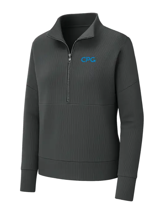 Mercer+Mettle Womens Dark Grey Linear Texture Quarter Zip w/CPG Logo