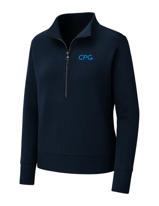 Mercer+Mettle Womens Dark Navy Linear Texture Quarter Zip w/CPG Logo