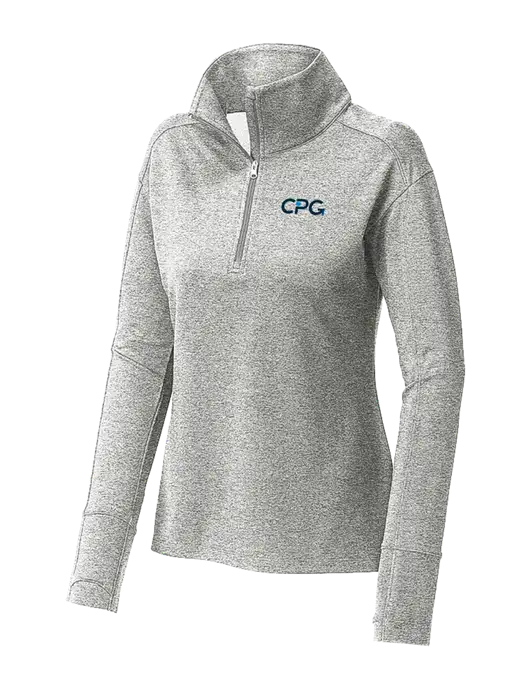 Womens Sport-Wick Flex Fleece Light Grey Heather 1/4-Zip w/CPG Logo