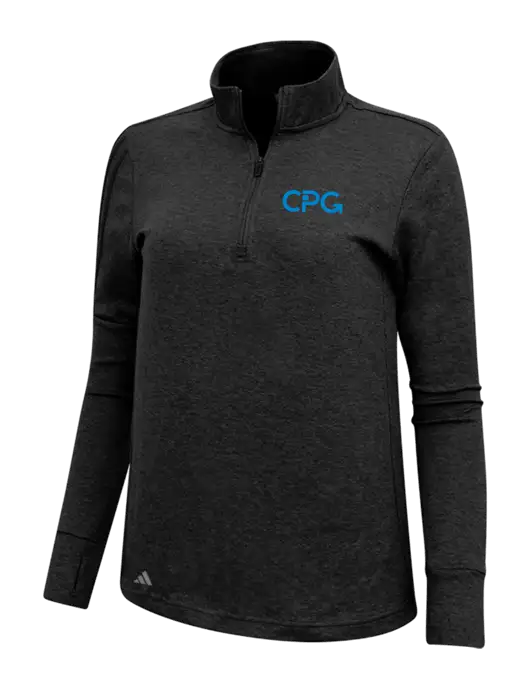 Adidas Black Melange Womens 3 Stripes Quarter Zip Sweater w/CPG Logo
