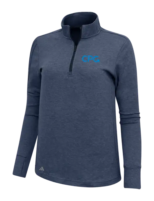 Adidas Navy Melange Womens 3 Stripes Quarter Zip Sweater w/CPG Logo