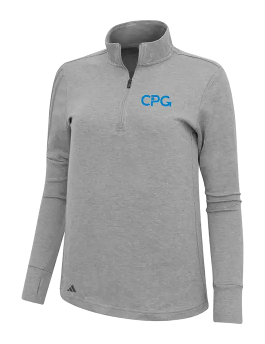 Adidas Light Grey Melange Womens 3 Stripes Quarter Zip Sweater w/CPG Logo