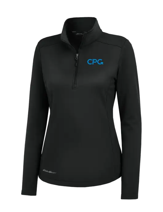 Eddie Bauer Womens Black Smooth Mid Layer Fleece 1/2-Zip w/CPG Logo