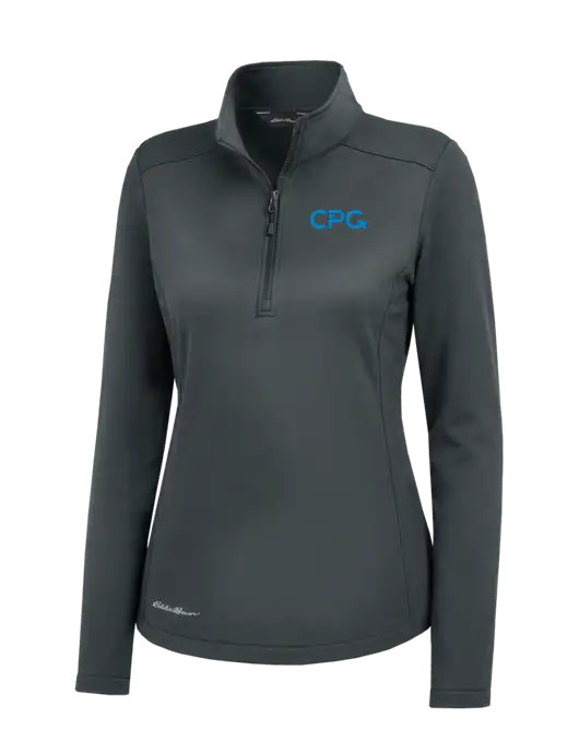 Eddie Bauer Womens Dark Grey Smooth Mid Layer Fleece 1/2-Zip w/CPG Logo