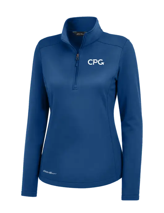 Eddie Bauer Womens Dark Royal Smooth Mid Layer Fleece 1/2-Zip w/CPG Logo
