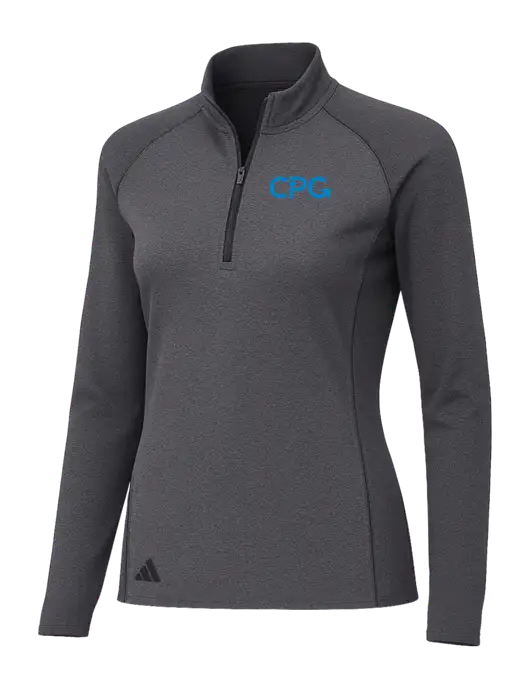 Adidas Womens Black Melange Space Dyed Quarter-Zip Pullover  w/CPG Logo