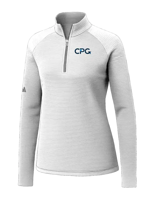 Adidas Womens White Spacer Quarter-Zip Pullover  w/CPG Logo