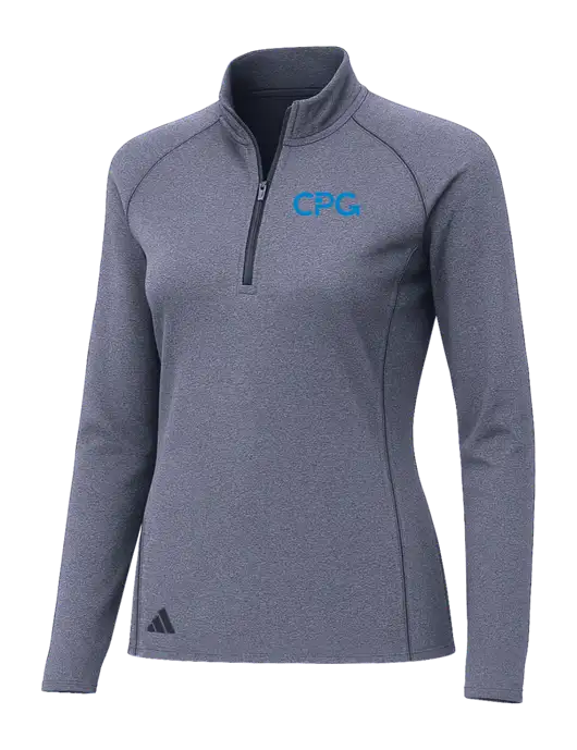 Adidas Womens Navy Melange Space Dyed Quarter-Zip Pullover  w/CPG Logo