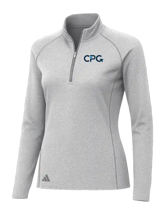 Adidas Womens Light Grey Heather Space Dyed Quarter-Zip Pullover  w/CPG Logo