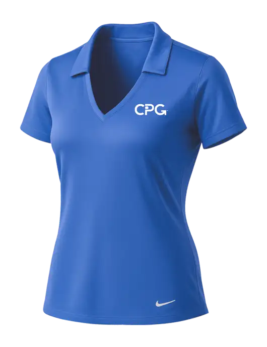 NIKE Light Royal Womens Dri-Fit Vertical Mesh Polo w/CPG Logo