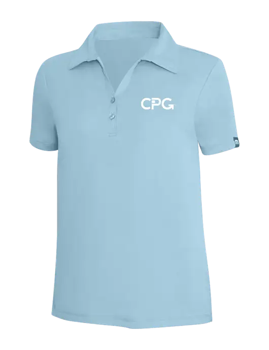 TravisMathew Light Sapphire Heather Womens Coto Performance Polo w/CPG Logo