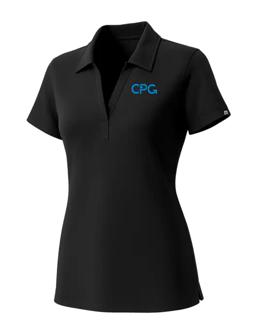 TravisMathew Womens Black Glenview Solid Polo w/CPG Logo