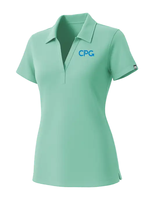 TravisMathew Womens Very Light Green Glenview Solid Polo w/CPG Logo