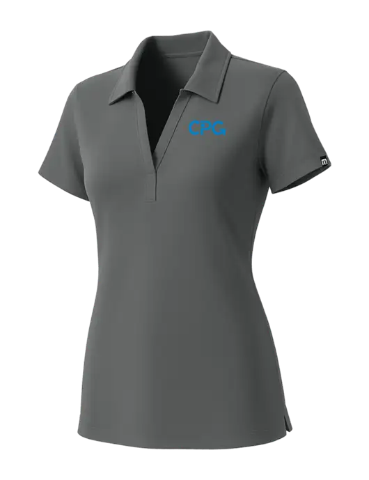 TravisMathew Womens Grey Glenview Solid Polo w/CPG Logo