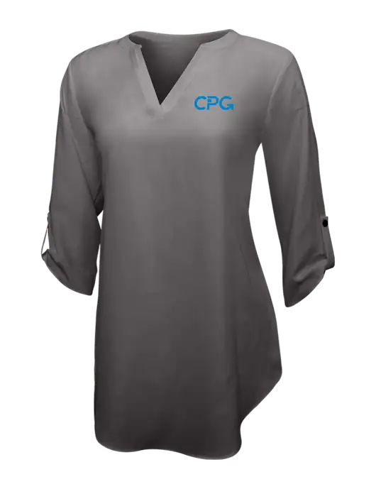 Dark Grey Womens 3/4 Sleeve Tunic Blouse w/CPG Logo
