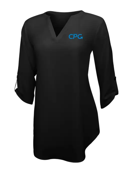 Womens Black 3/4 Sleeve Tunic Blouse w/CPG Logo
