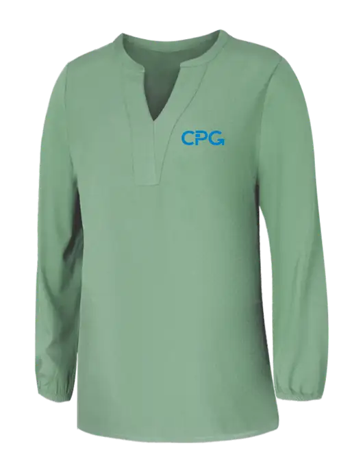 Mercer+Mettle Womens Sage Green Stretch Crepe 3/4 Sleeve Blouse w/CPG Logo