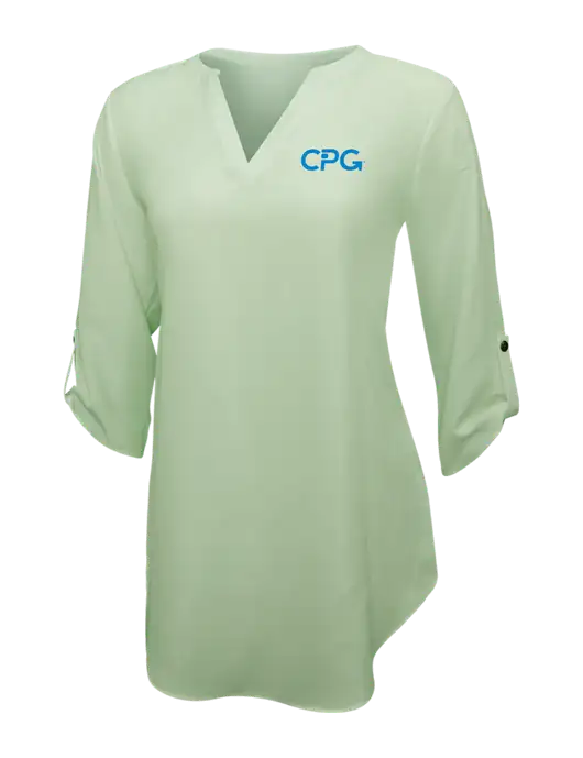 Very Light Green Womens 3/4 Sleeve Tunic Blouse w/CPG Logo