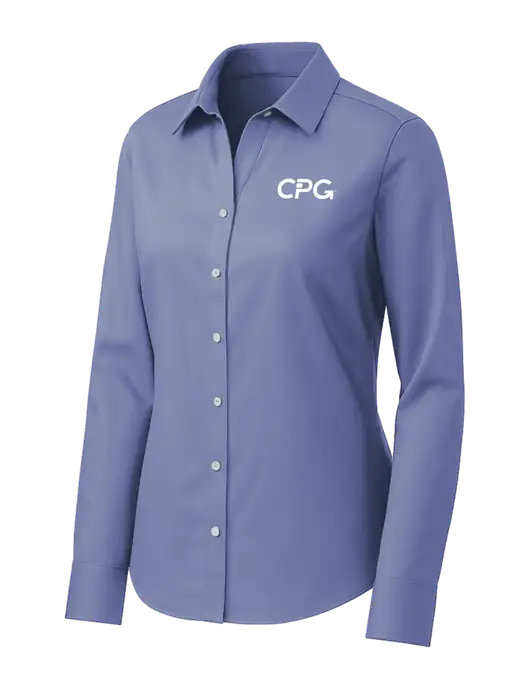Brooks Brothers Womens Royal Blue Wrinkle-Free Stretch Pinpoint Shirt w/CPG Logo