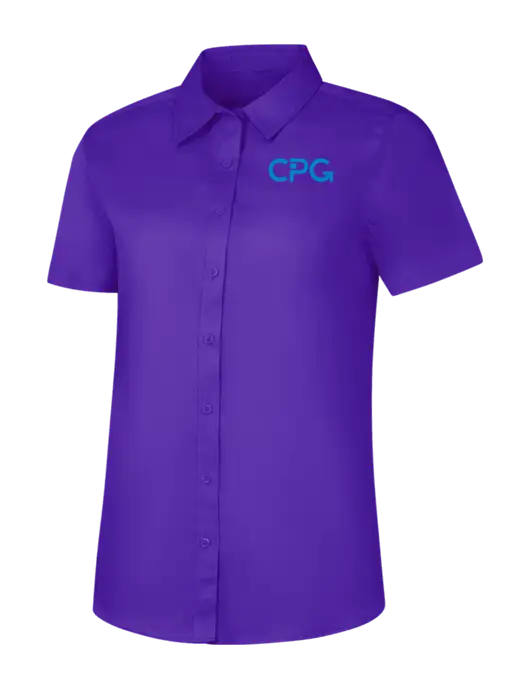 Womens Purple Short Sleeve Superpro React Twill Shirt w/CPG Logo